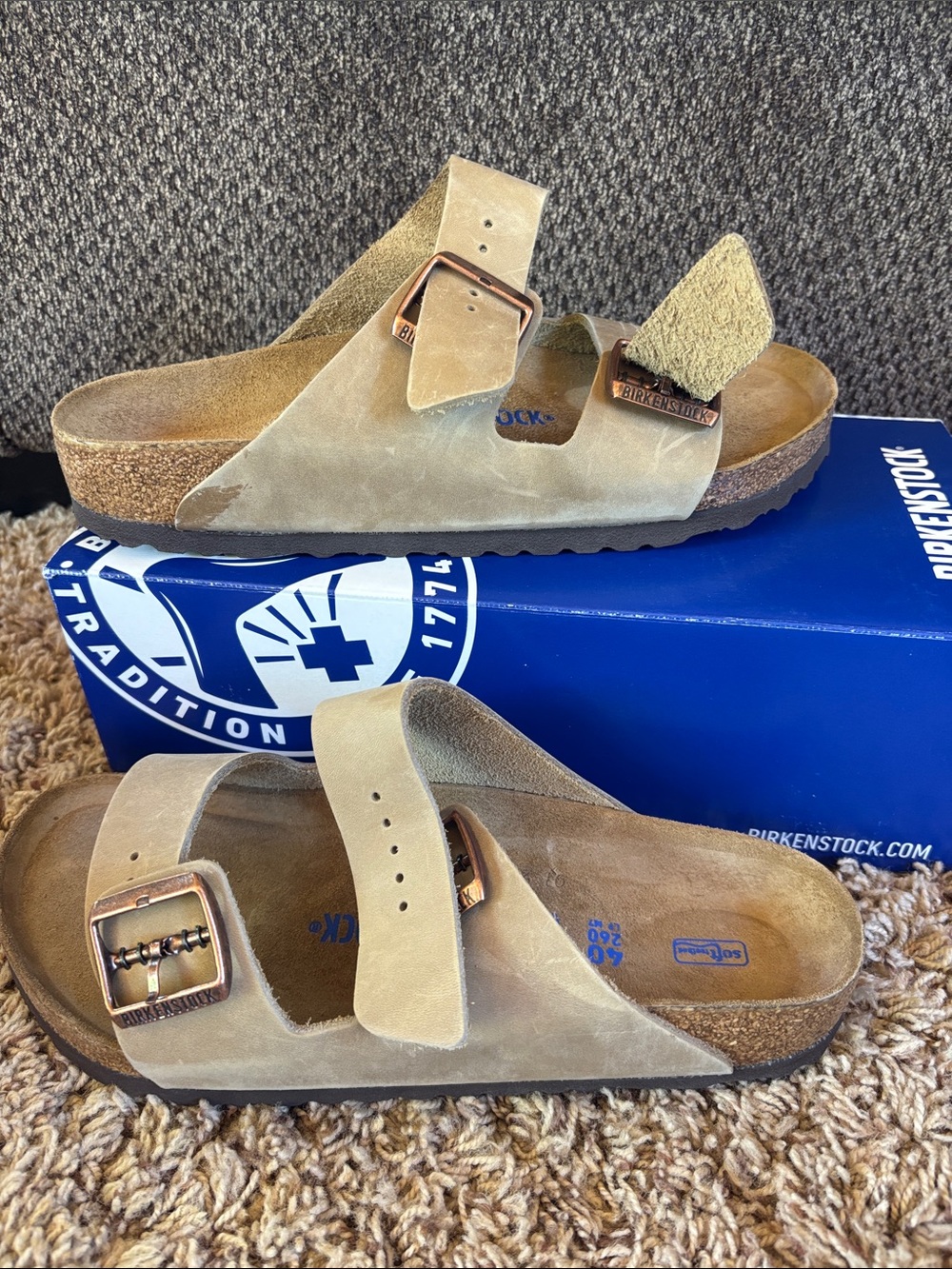 Birkenstock Arizona BS Tobacco Brown or Habana Leather Sandals Size 40 or 43 EU
